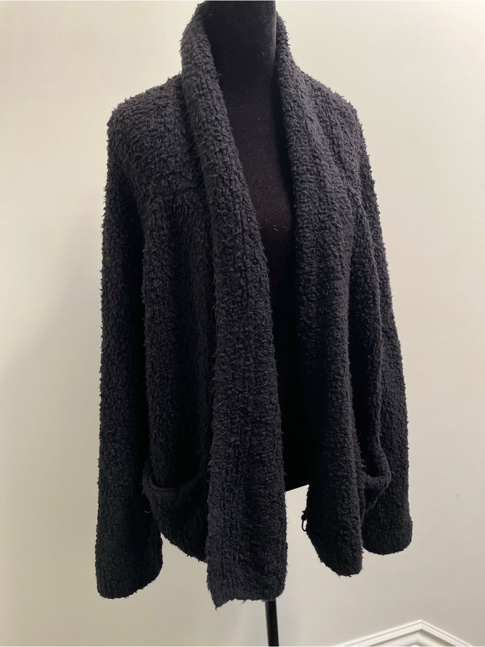 Vince Cashmere Wool Blend Open Front Cardigan M Oversized Black